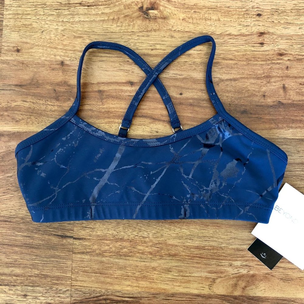 Gently used Beyond Yoga Lost Your Marbles Bra Navy